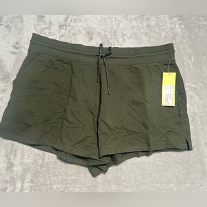 All In Motion French Terry Short Shorts Women’s 1X Olive Green Drawstring